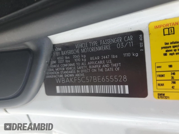 2011 BMW 3 Series 328i xDrive with VIN WBAKF5C57BE655528, listed as a Copart auction lot 87309114 with 180,612 mi miles and Clean Title. Bid and sale history available at carsss.com. Image 12.