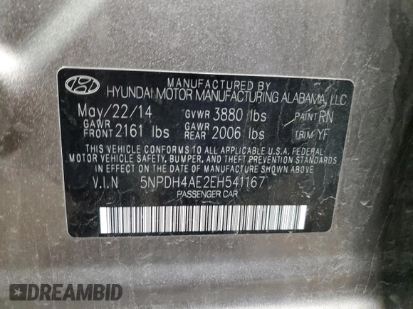 2014 Hyundai Elantra SE с VIN 5NPDH4AE2EH541167, выставлен на аукционе Copart как лот 59914355 с пробегом 89 817 миль миль и Чистый • Clean title. История ставок и продаж доступна на DreamBid. Изображение 12.