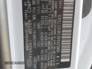2021 Hyundai NEXO Limited z VIN KM8J84A61MU017049, wystawiony jako Copart lot #74327164 z przebiegiem 14 173 mil mil oraz Czysty tytuł • Clean title. Historia ofert i sprzedaży dostępna na DreamBid. Obrazek 13.