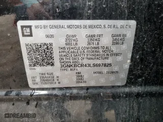 2020 Chevrolet Blazer LT with VIN 3GNKBCR43LS697825, listed as a Copart auction lot 57707434 with 43,489 mi miles and Salvage Title. Bid and sale history available at carsss.com. Image 12.