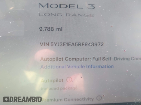 2024 Tesla Model 3 z VIN 5YJ3E1EA5RF843972, wystawiony jako IAAI lot #41873089 z przebiegiem 9 788 mil mil oraz . Historia ofert i sprzedaży dostępna na DreamBid. Obrazek 15.