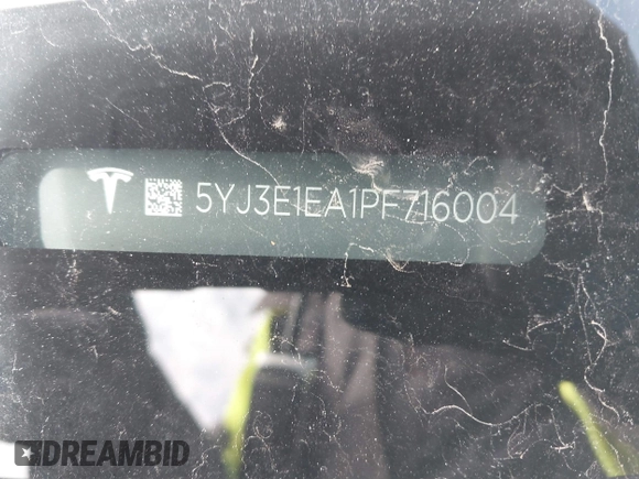 2023 Tesla Model 3 с VIN 5YJ3E1EA1PF716004, выставлен на аукционе IAAI как лот 41809672 с пробегом 2 775 миль миль и . История ставок и продаж доступна на DreamBid. Изображение 9.