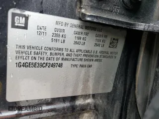 2012 Buick LaCrosse Premium 1 with VIN 1G4GE5E39CF249748, listed as a Copart auction lot 57691445 with 85,558 mi miles and Clean title. Bid and sale history available at DreamBid. Image 12.