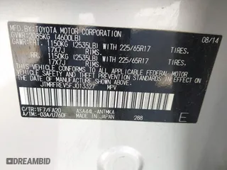 2015 Toyota RAV4 XLE with VIN JTMRFREV5FJ013327, listed as a IAAI auction lot 41811487 with 189,061 mi miles. Bid and sale history available at carsss.com. Image 9.