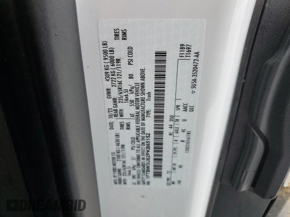 2023 Ford Transit Cargo z VIN 1FTBW3U82PKB65152, wystawiony jako Copart lot #43433405 z przebiegiem 6 128 mil mil oraz Szkoda całkowita • Salvage title. Historia ofert i sprzedaży dostępna na DreamBid. Obrazek 16.