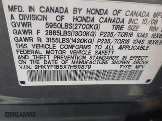 2007 Honda Pilot EX-L with VIN 2HKYF185X7H511879, listed as a IAAI auction lot 41872915 with 232,543 mi miles. Bid and sale history available at carsss.com. Image 9.
