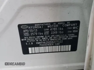 2013 Hyundai Azera z VIN KMHFH4JG2DA277122, wystawiony jako Copart lot #59899755 z przebiegiem 210 601 mil mil oraz Czysty tytuł • Clean title. Historia ofert i sprzedaży dostępna na DreamBid. Obrazek 12.