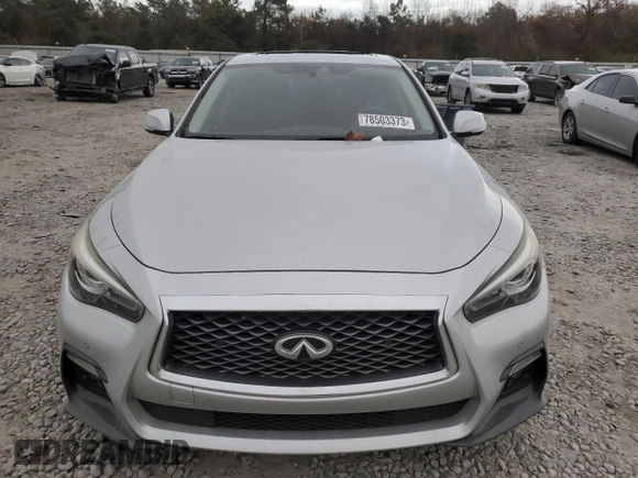 2021 Infiniti Q50 Red Sport 400 with VIN JN1FV7DP4MM850498, listed as a Copart auction lot 78503373 with 74,792 mi miles and Salvage Title. Bid and sale history available at DreamBid. Image 5.