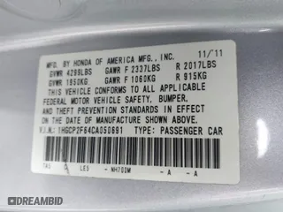 2012 Honda Accord Sdn SE with VIN 1HGCP2F64CA050691, listed as a IAAI auction lot 41917825 with 234,020 mi miles. Bid and sale history available at carsss.com. Image 9.