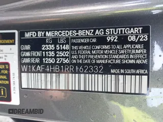 2024 Mercedes-Benz C 300 with VIN W1KAF4HB1RR162332, listed as a IAAI auction lot 40528259 with 512 mi miles and . Bid and sale history available at DreamBid. Image 9.