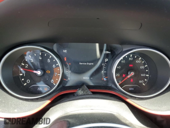 2017 Jeep Compass Trailhawk with VIN 3C4NJDDB8HT674627, listed as a Copart auction lot 59790325 with 66,349 mi miles and Salvage title. Bid and sale history available at DreamBid. Image 9.