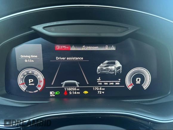 2019 Audi Q8 Premium Plus with VIN WA1EVAF16KD031014, listed as a IAAI auction lot 42193903 with 116,056 mi miles and . Bid and sale history available at DreamBid. Image 7.