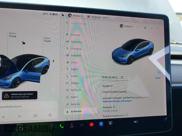 2020 Tesla Model 3 Standard Range Plus with VIN 5YJ3E1EA5LF644282, listed as a IAAI auction lot 41710124 with 69,969 mi miles and . Bid and sale history available at DreamBid. Image 7.