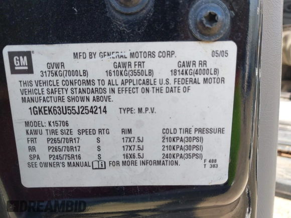 2005 GMC Yukon Denali z VIN 1GKEK63U55J254214, wystawiony jako IAAI lot #42103378 z przebiegiem 131 183 mil mil oraz . Historia ofert i sprzedaży dostępna na DreamBid. Obrazek 9.