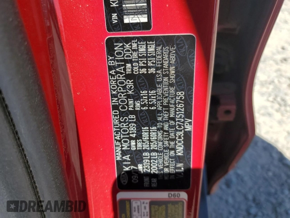 2018 Kia Niro EX with VIN KNDCC3LC7J5126758, listed as a Copart auction lot 63329674 with 74,363 mi miles and Salvage Title. Bid and sale history available at DreamBid. Image 14.