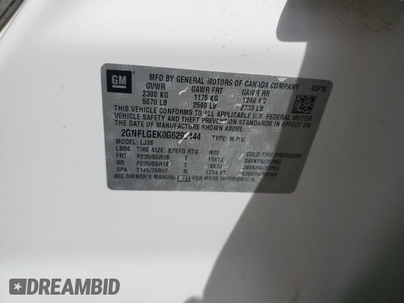 2016 Chevrolet Equinox LTZ with VIN 2GNFLGEK0G6293444, listed as a Copart auction lot 71811204 with 44,959 mi miles and Salvage Title. Bid and sale history available at carsss.com. Image 15.