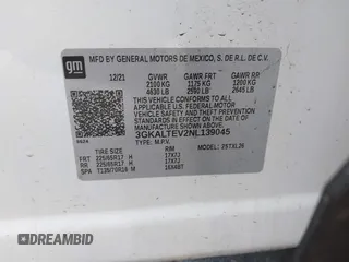 2022 GMC Terrain SLE with VIN 3GKALTEV2NL139045, listed as a IAAI auction lot 41974973 with 70,053 mi miles and . Bid and sale history available at DreamBid. Image 9.