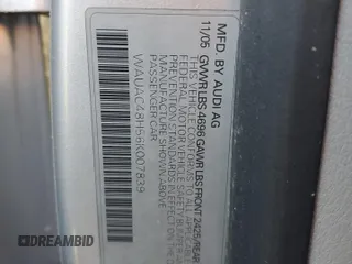 2006 Audi A4 1.8T с VIN WAUAC48H56K007839, выставлен на аукционе Copart как лот 46491875 с пробегом 120 838 миль миль и Списание • Salvage title. История ставок и продаж доступна на DreamBid. Изображение 12.