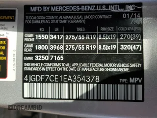 2014 Mercedes-Benz GL 450 z VIN 4JGDF7CE1EA354378, wystawiony jako Copart lot #59889305 z przebiegiem 79 821 mil mil oraz Szkoda całkowita • Salvage title. Historia ofert i sprzedaży dostępna na DreamBid. Obrazek 13.