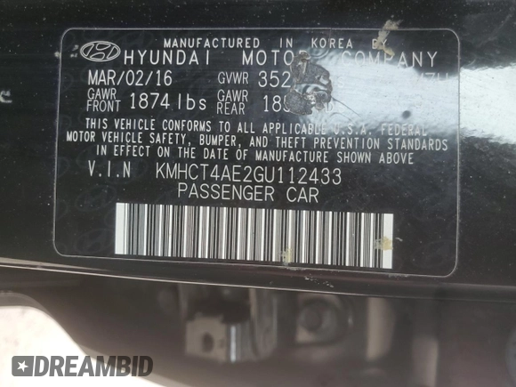 2016 Hyundai Accent SE z VIN KMHCT4AE2GU112433, wystawiony jako Copart lot #54201725 z przebiegiem 117 730 mil mil oraz Czysty tytuł • Clean title. Historia ofert i sprzedaży dostępna na DreamBid. Obrazek 12.