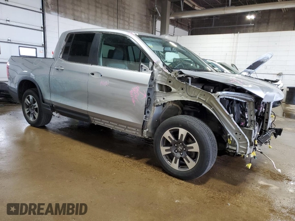 2019 Honda Ridgeline RTL-T with VIN 5FPYK3F60KB009495, listed as a Copart auction lot 61578405 with 90,586 mi miles and Salvage title. Bid and sale history available at DreamBid. Image 4.