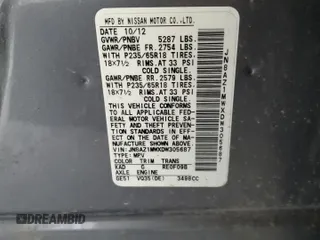 2013 Nissan Murano SV with VIN JN8AZ1MWXDW305687, listed as a Copart auction lot 55422905 with 73,432 mi miles and Salvage title. Bid and sale history available at DreamBid. Image 13.