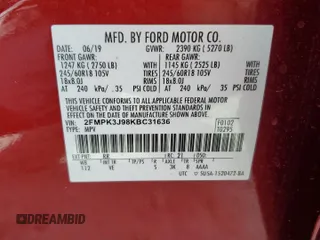 2019 Ford Edge SEL z VIN 2FMPK3J98KBC31636, wystawiony jako Copart lot #55202245 z przebiegiem 73 479 mil mil oraz Szkody całkowita. Historia ofert i sprzedaży dostępna na DreamBid. Obrazek 13.