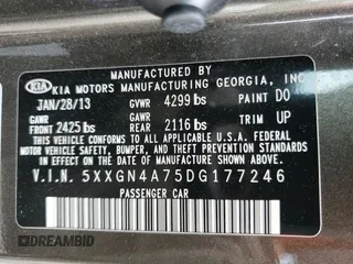 2013 Kia Optima EX with VIN 5XXGN4A75DG177246, listed as a Copart auction lot 51208435 with 198,957 mi miles and Salvage Title. Bid and sale history available at carsss.com. Image 12.
