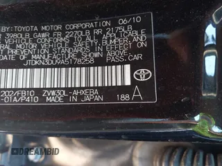 2010 Toyota Prius II with VIN JTDKN3DU9A5178258, listed as a IAAI auction lot 41850740 with 196,572 mi miles. Bid and sale history available at carsss.com. Image 9.