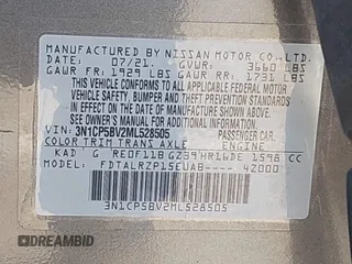 2021 Nissan Kicks S with VIN 3N1CP5BV2ML528505, listed as a IAAI auction lot 42206862 with 44,081 mi miles and . Bid and sale history available at DreamBid. Image 9.