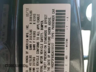 2012 Honda Accord EX-L z VIN 1HGCP3F88CA019127, wystawiony jako Copart lot #46450835 z przebiegiem Nie podano mil oraz Szkoda całkowita • Salvage title. Historia ofert i sprzedaży dostępna na DreamBid. Obrazek 13.