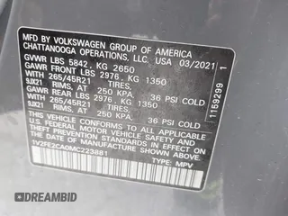 2021 Volkswagen Atlas SEL Premium R-Line с VIN 1V2FE2CA0MC223881, выставлен на аукционе IAAI как лот 42257435 с пробегом 81 674 миль миль и . История ставок и продаж доступна на DreamBid. Изображение 9.
