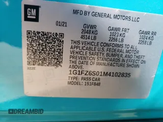 2021 Chevrolet Bolt EV Premier с VIN 1G1FZ6S01M4102835, выставлен на аукционе Copart как лот 53443595 с пробегом Не указан миль и Списание • Salvage title. История ставок и продаж доступна на DreamBid. Изображение 12.