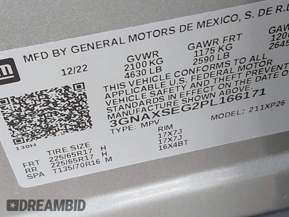 2023 Chevrolet Equinox LS z VIN 3GNAXSEG2PL166171, wystawiony jako IAAI lot #42378126 z przebiegiem 19 562 mil mil oraz . Historia ofert i sprzedaży dostępna na DreamBid. Obrazek 9.
