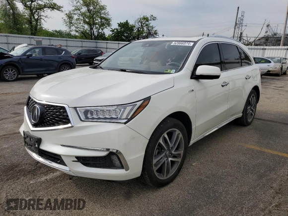 2019 Acura MDX Sport Hybrid w/Advance Pkg with VIN 5J8YD7H70KL001198, listed as a Copart auction lot 52866574 with 76,672 mi miles and Salvage Title. Bid and sale history available at carsss.com. Image 1.