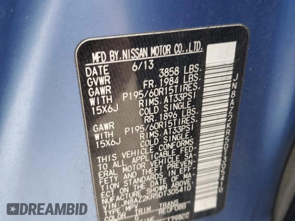 2013 Nissan Cube SL z VIN JN8AZ2KR5DT305410, wystawiony jako Copart lot #46796995 z przebiegiem 136 665 mil mil oraz Szkoda całkowita • Salvage title. Historia ofert i sprzedaży dostępna na DreamBid. Obrazek 13.