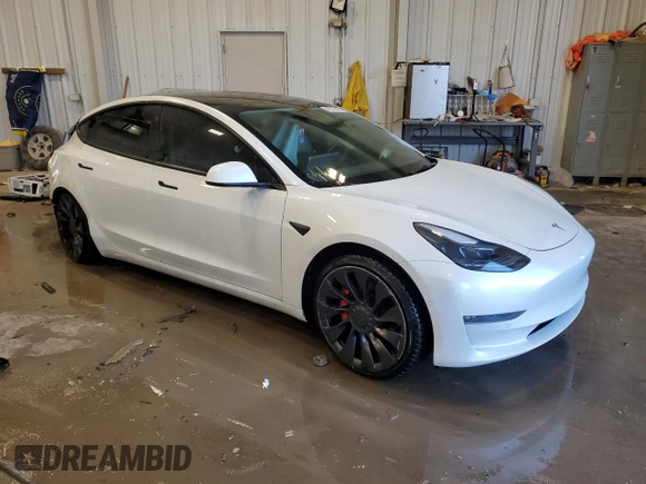 2022 Tesla Model 3 Performance with VIN 5YJ3E1EC8NF200530, listed as a Copart auction lot 43278455 with 50,682 mi miles and Non Repairable. Bid and sale history available at carsss.com. Image 4.