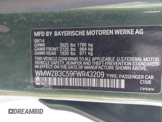 2015 MINI Countryman z VIN WMWZB3C59FWR43209, wystawiony jako IAAI lot #41761218 z przebiegiem Nie podano mil oraz . Historia ofert i sprzedaży dostępna na DreamBid. Obrazek 9.