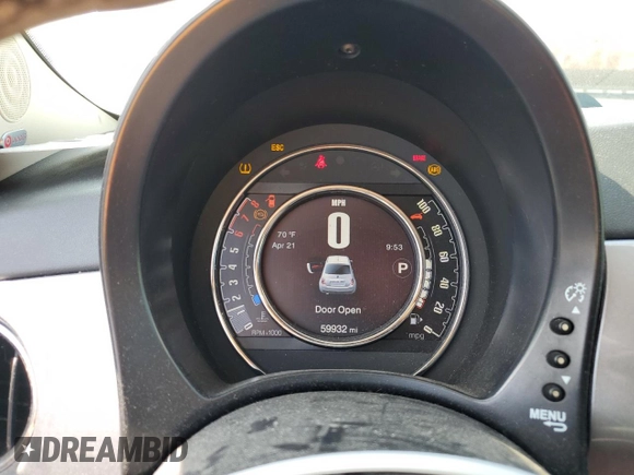 2017 FIAT 500 Pop with VIN 3C3CFFKR6HT618873, listed as a Copart auction lot 53839615 with 59,932 mi miles and Salvage Title. Bid and sale history available at carsss.com. Image 9.
