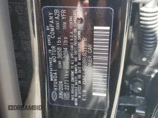 2024 Hyundai Elantra SE with VIN KMHLL4DG8RU831976, listed as a Copart auction lot 57838755 with 6,228 mi miles and Salvage title. Bid and sale history available at DreamBid. Image 12.