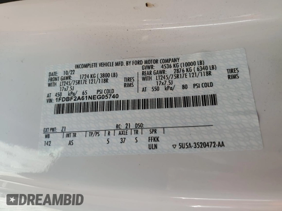 2022 Ford F-250 XL z VIN 1FDBF2A61NEG05740, wystawiony jako Copart lot #76696214 z przebiegiem Nie podano mil oraz Czysty tytuł • Clean title. Historia ofert i sprzedaży dostępna na DreamBid. Obrazek 13.