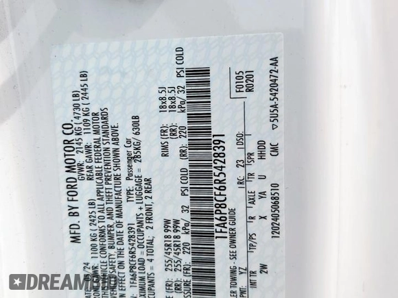 2024 Ford Mustang GT with VIN 1FA6P8CF6R5428391, listed as a Copart auction lot 58642115 with 14,806 mi miles and Salvage title. Bid and sale history available at DreamBid. Image 13.