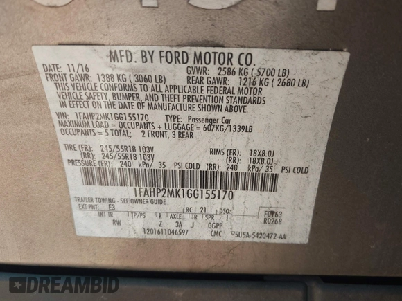 2016 Ford Police Interceptor с VIN 1FAHP2MK1GG155170, выставлен на аукционе IAAI как лот 42614529 с пробегом 100 011 миль миль и . История ставок и продаж доступна на DreamBid. Изображение 9.