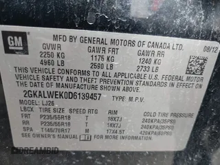 2013 GMC Terrain SLT с VIN 2GKALWEK0D6139457, выставлен на аукционе IAAI как лот 42175208 с пробегом 213 906 миль миль и . История ставок и продаж доступна на DreamBid. Изображение 9.