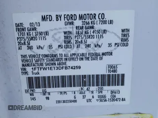 2013 Ford F-150 XL with VIN 1FTFW1ET3DFB74259, listed as a Copart auction lot 44610155 with 217,551 mi miles and Clean Title. Bid and sale history available at carsss.com. Image 12.