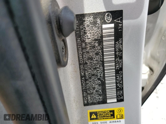2015 Lexus CT 200h with VIN JTHKD5BH1F2226475, listed as a Copart auction lot 67044935 with Not provided miles and Clean title. Bid and sale history available at DreamBid. Image 12.