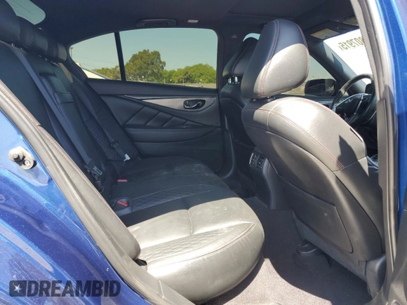 2019 Infiniti Q50 Red Sport 400 with VIN JN1FV7AP4KM761032, listed as a Copart auction lot 57807915 with 85,471 mi miles and Salvage title. Bid and sale history available at DreamBid. Image 10.