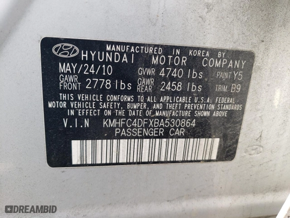 2011 Hyundai Azera Limited with VIN KMHFC4DFXBA530864, listed as a Copart auction lot 45673405 with 96,940 mi miles and Salvage Title. Bid and sale history available at carsss.com. Image 12.