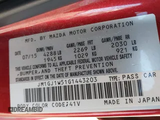 2016 Mazda 6 i Grand Touring with VIN JM1GJ1W51G1443203, listed as a IAAI auction lot 41247354 with 144,840 mi miles. Bid and sale history available at carsss.com. Image 9.