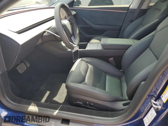 2025 Tesla Model 3 Long Range with VIN 5YJ3E1EB1SF950242, listed as a Copart auction lot 55609035 with 1,344 mi miles and Salvage title. Bid and sale history available at DreamBid. Image 7.